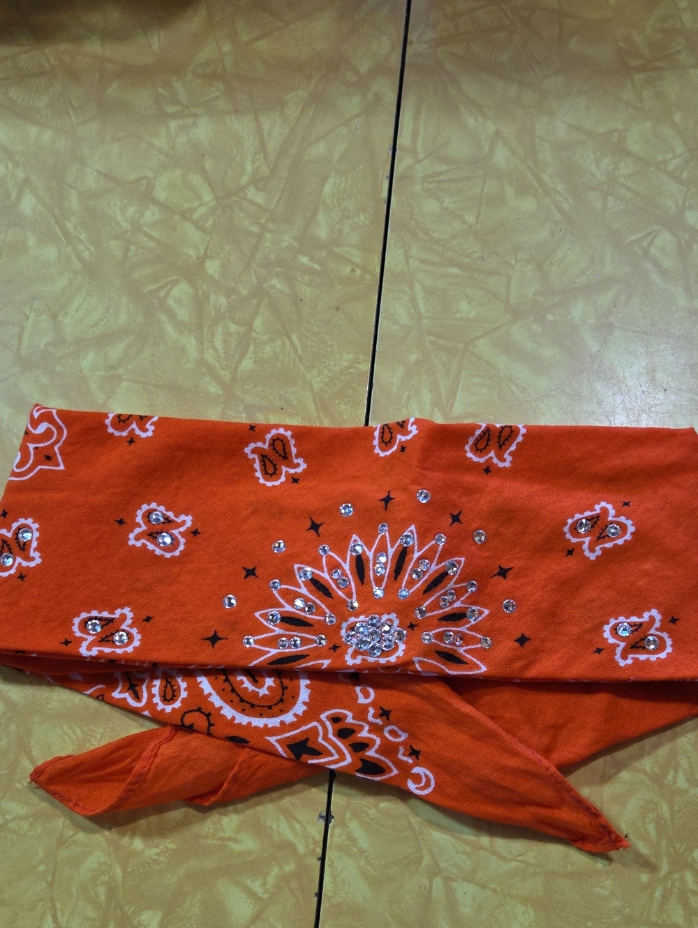 #11 Orange Bandana Swarovski Crystals. Made By Bandanas By Michelle